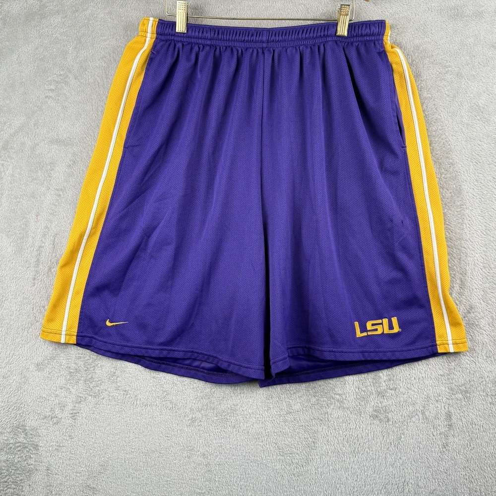LSU Tigers Y2K Nike Basketball Shorts Mens XXL Purple Embroidered Swoosh College